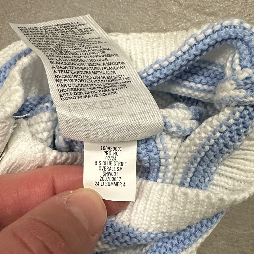 Striped Blue and White Kids Sweater Romper - Picture 11 of 11
